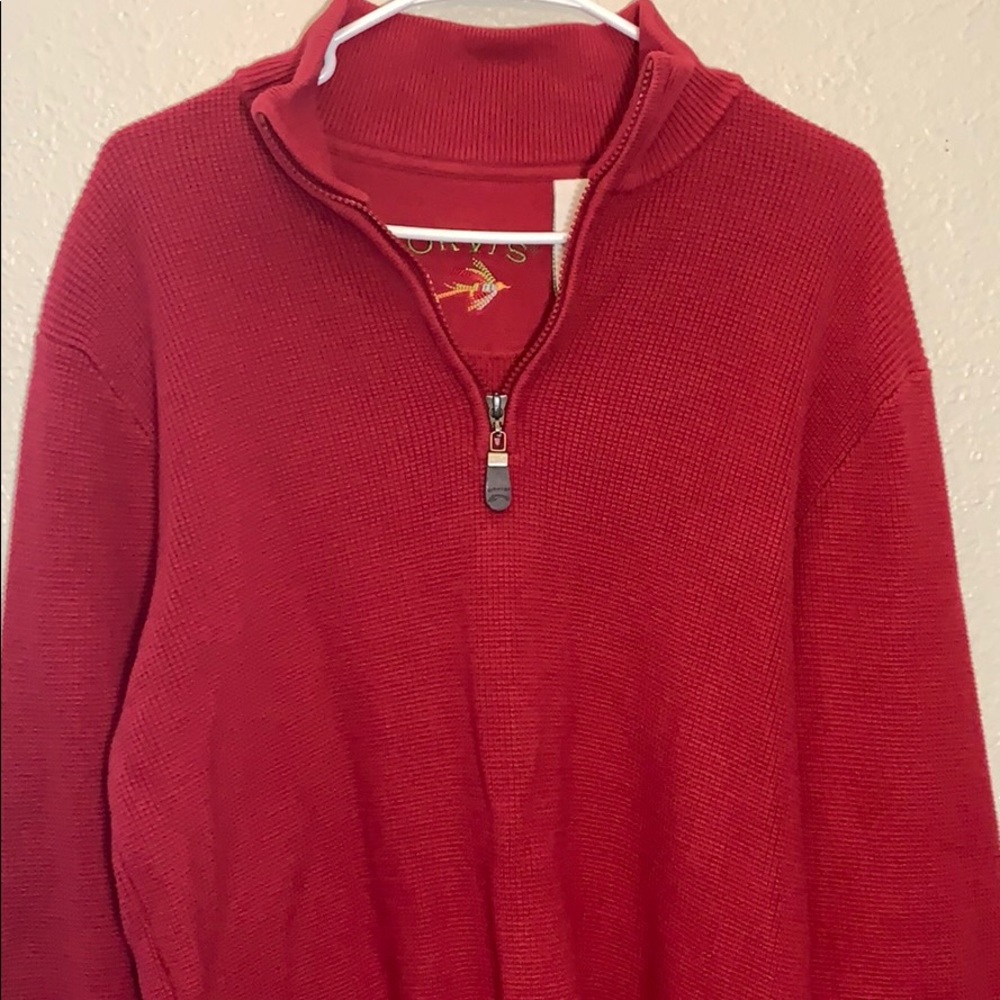 Orvis 1/4 Zip Red Cotton Pullover Sweater C4